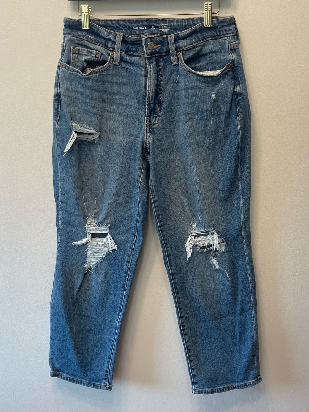 Old Navy Distressed Straight Leg Jeans 8P OG Curvy Straigh